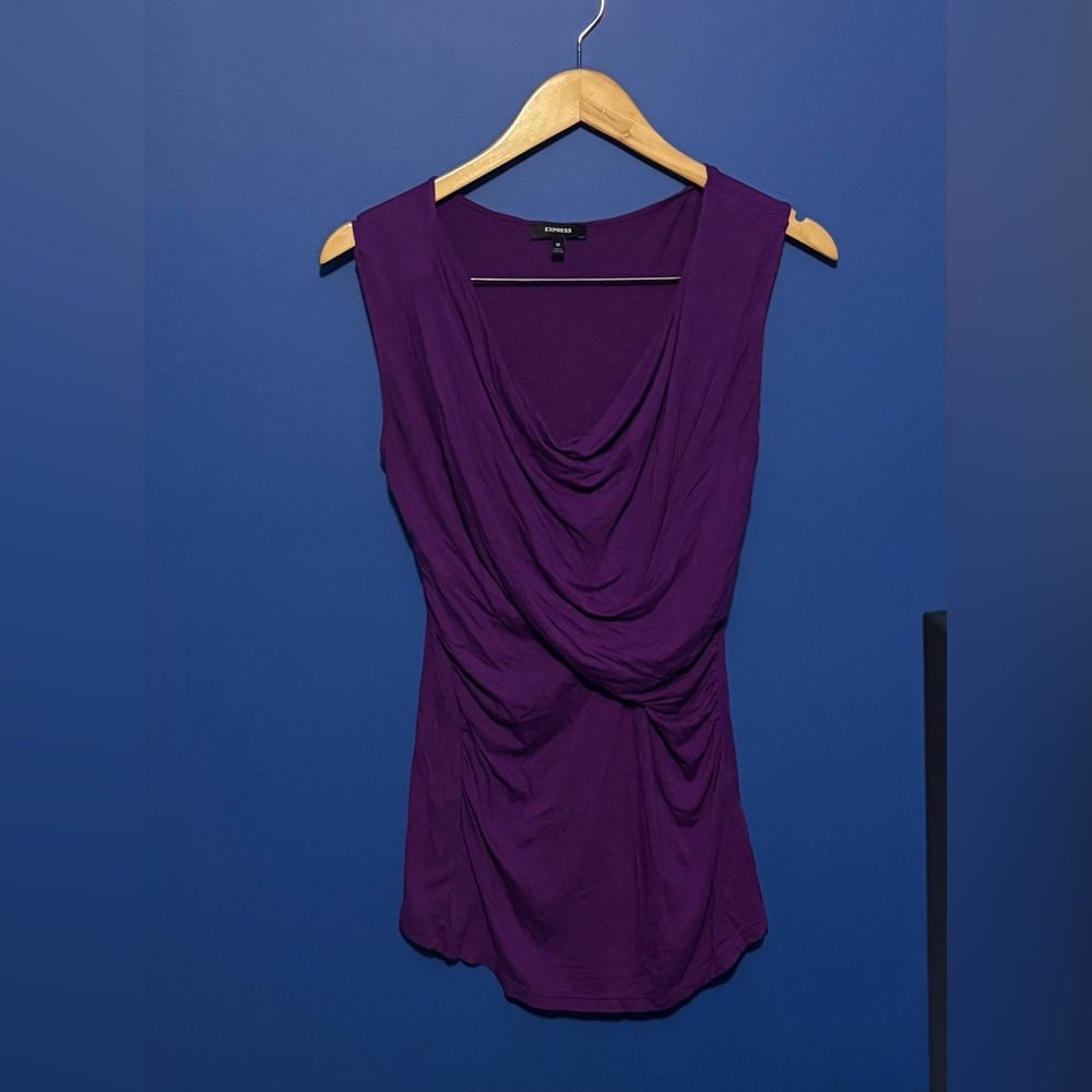 {Express} Rich Purple Drape Blouse women's size M - Picture 1 of 4